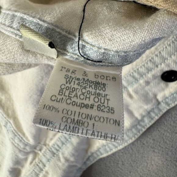 Rag & Bone denim and Leather Moto Jacket Natural Size S Women’s - Picture 15 of 16